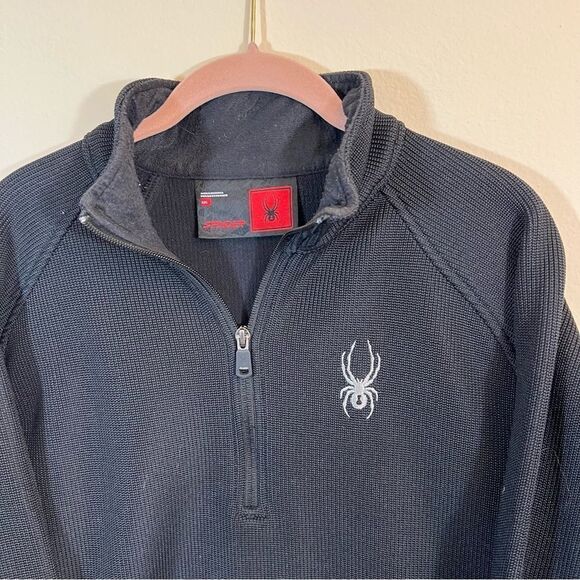 ✨ Spyder Men’s Black Quarter Zip Pullover Large - Picture 2 of 11